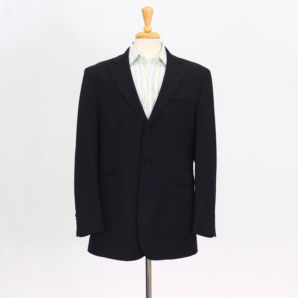 Cubavera 42L Gray Blazer Sport Coat Jacket 3-Button Stripe Y888